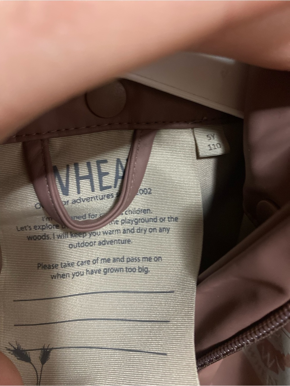 Kids' Waterproof Hooded Raincoat - Dusty Mauve - Picture 4 of 5